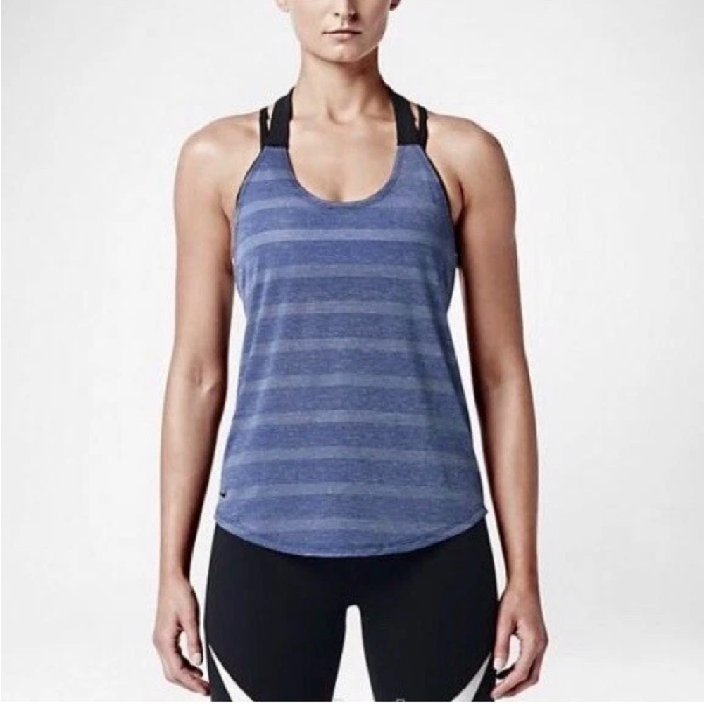 Nike Blue Dri-fit Striped Racerback Tank Top size small